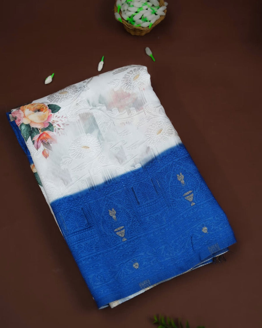 Navy Blue Color Silk Saree - Shop Vastram