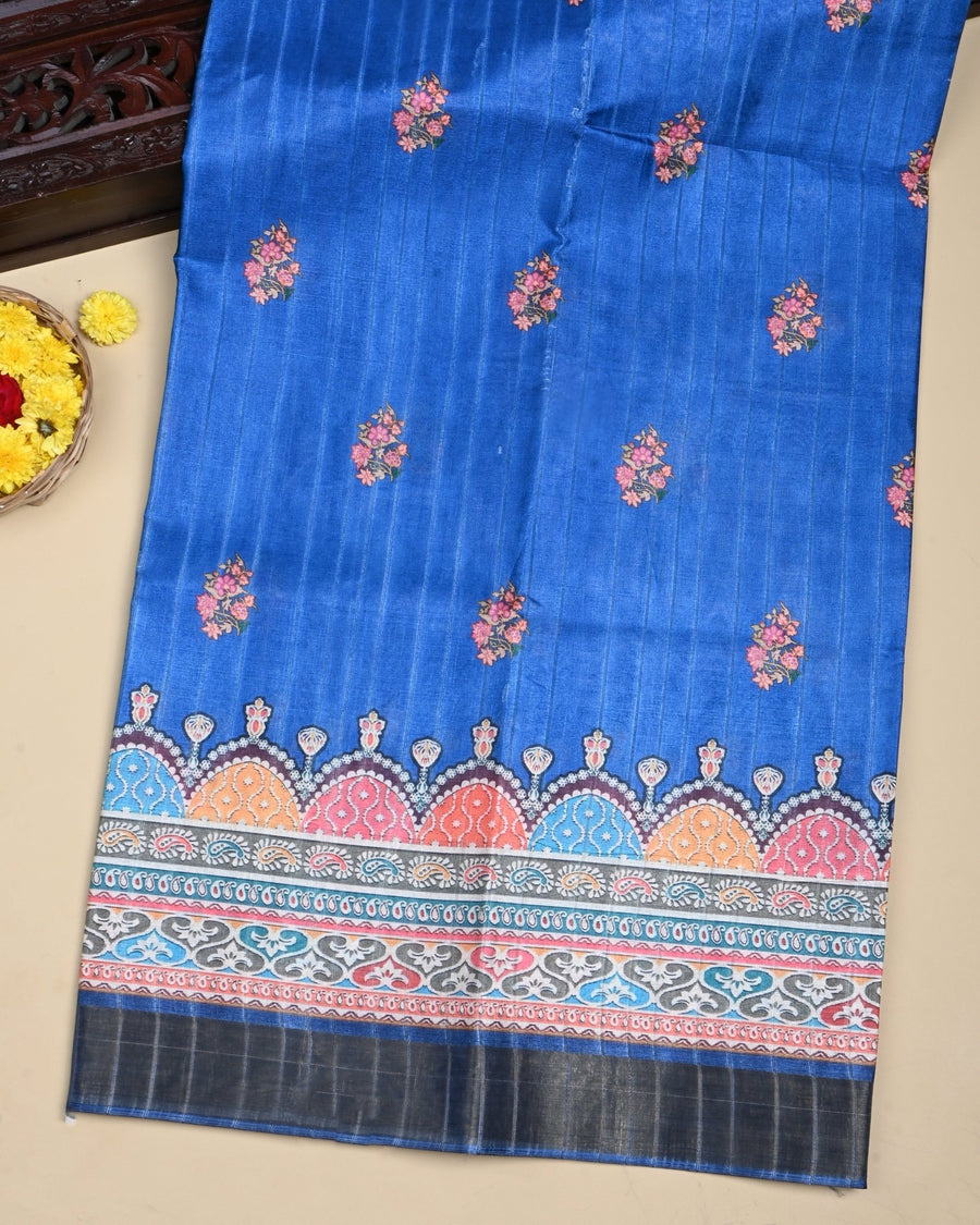Navy Blue Color Silk Saree - Shop Vastram