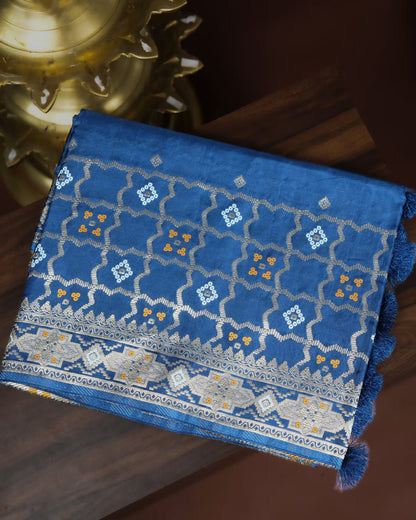 Navy Blue Color Silk Saree - Shop Vastram