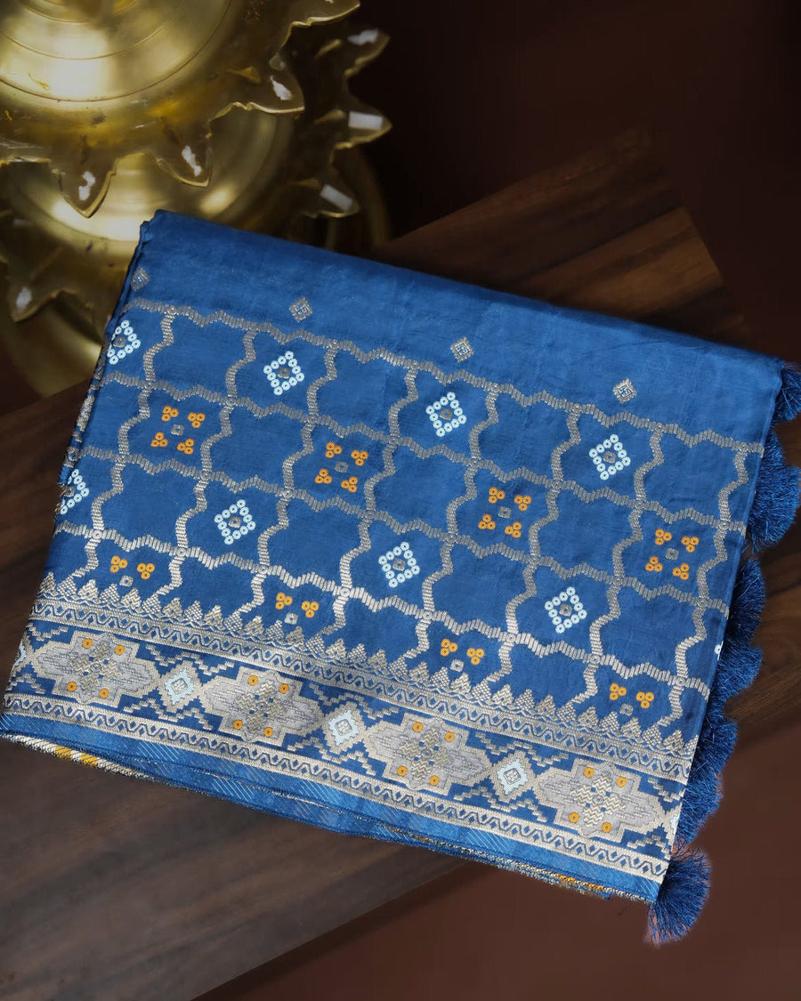 Navy Blue Color Silk Saree - Shop Vastram