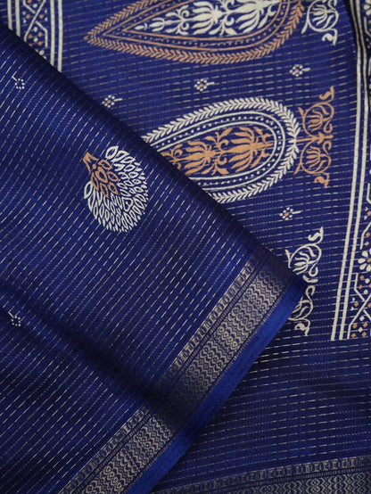 Navy Blue Color Silk Saree - Shop Vastram