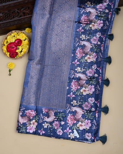 Navy Blue Color Silk Saree - Shop Vastram