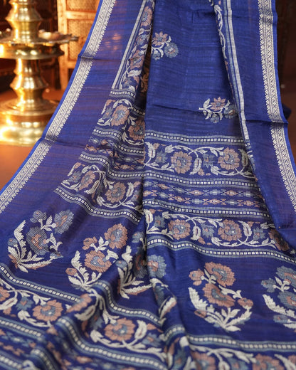 Navy Blue Color Silk Saree - Shop Vastram