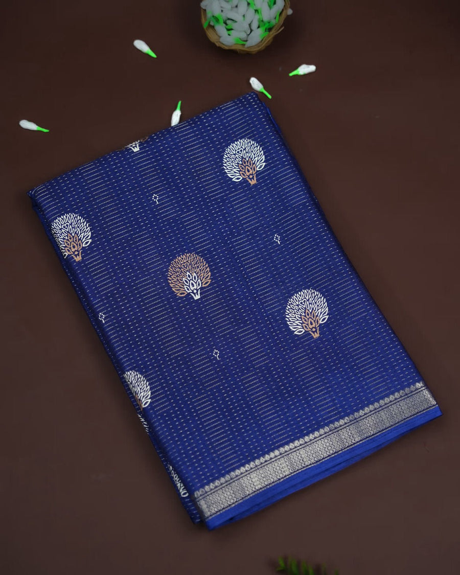 Navy Blue Color Silk Saree - Shop Vastram