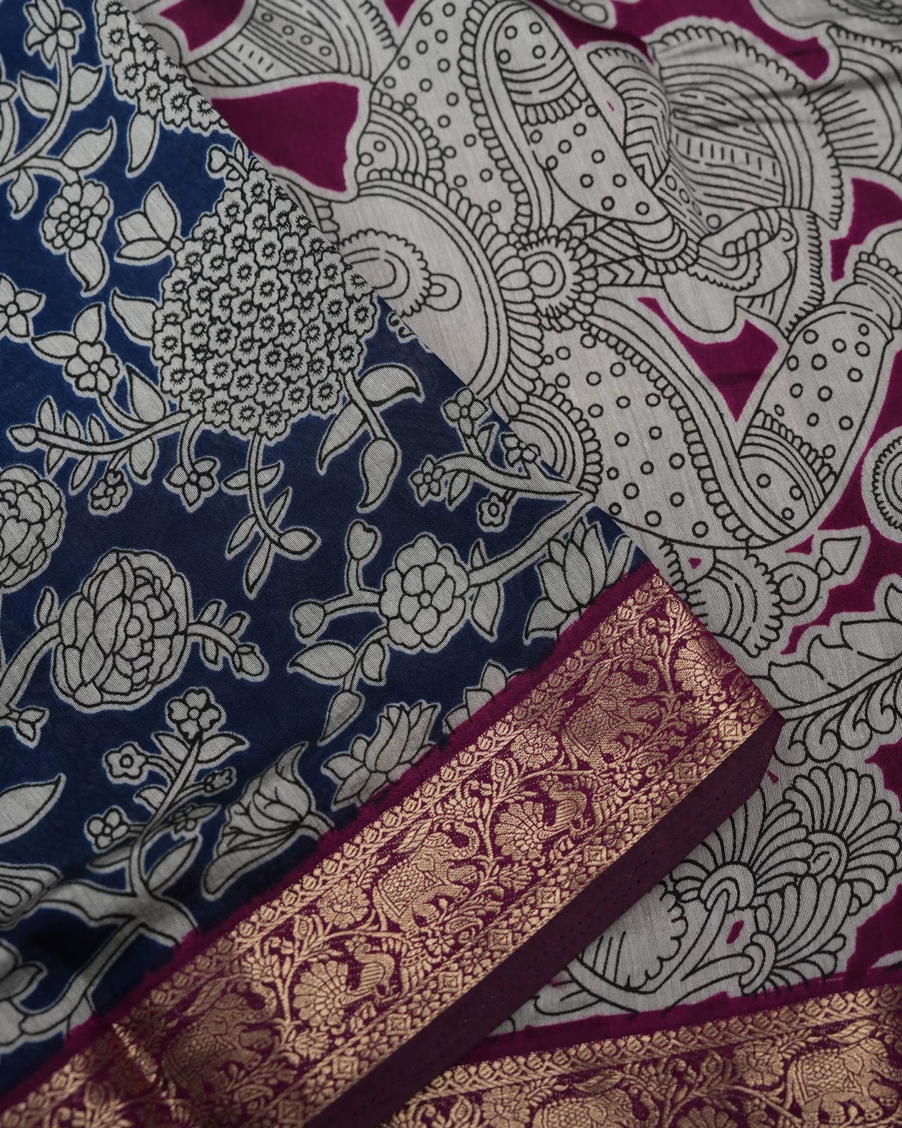 Navy Blue Color Silk Saree - Shop Vastram