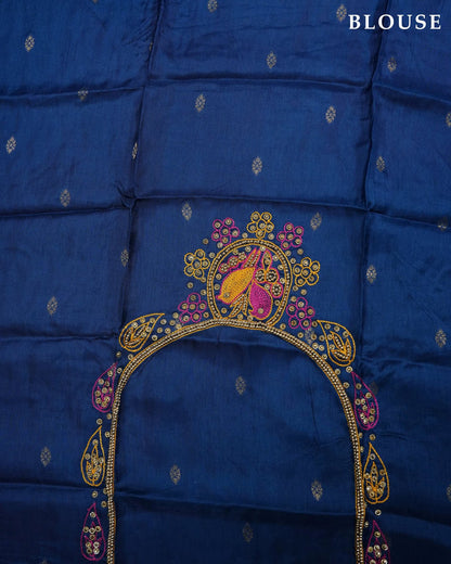 Navy Blue Color Silk Saree - Shop Vastram