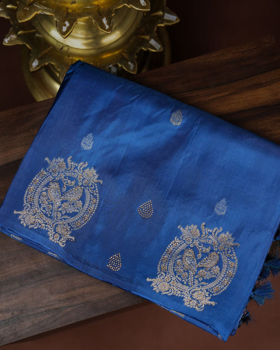 Navy Blue Color Silk Saree - Shop Vastram