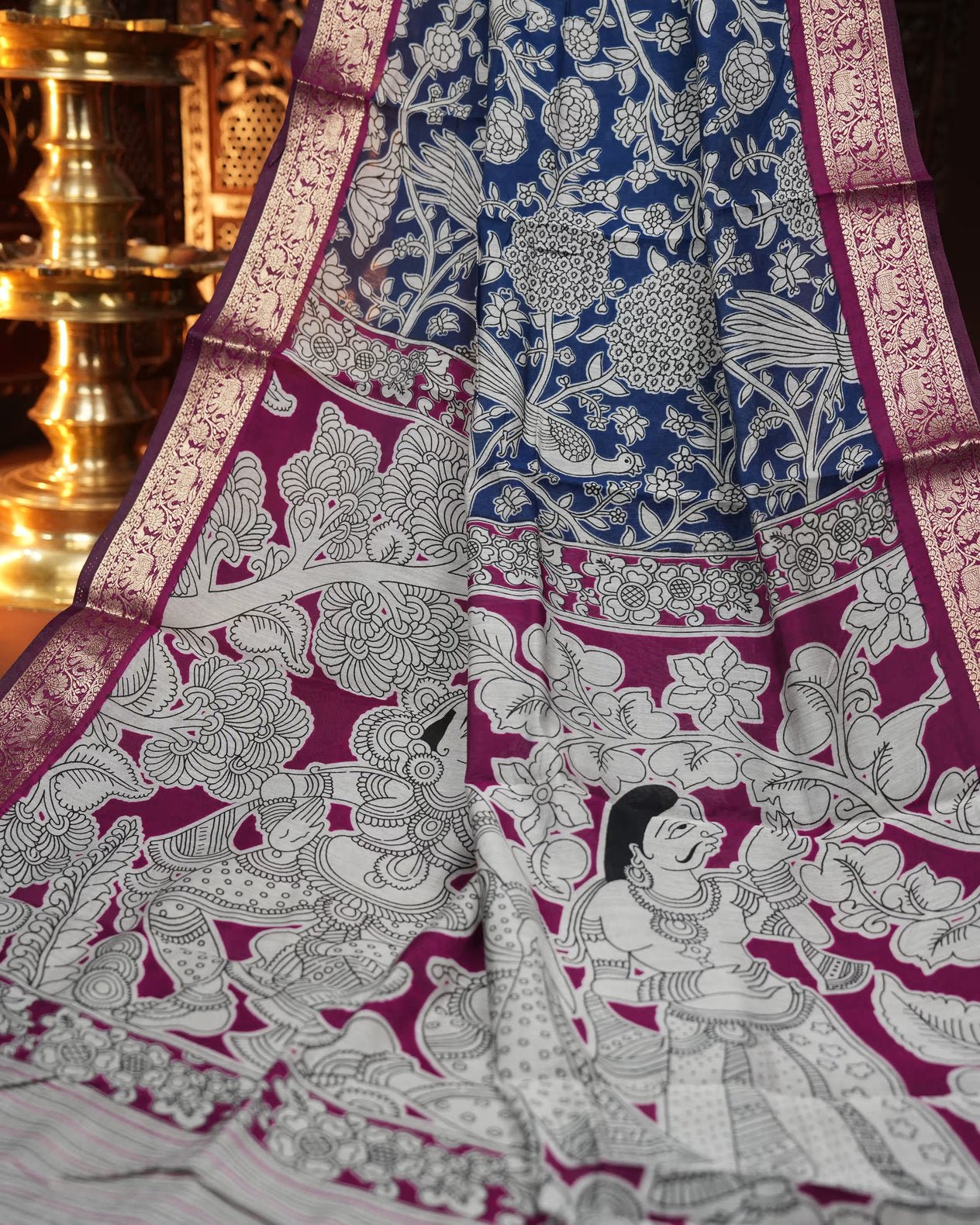 Navy Blue Color Silk Saree - Shop Vastram