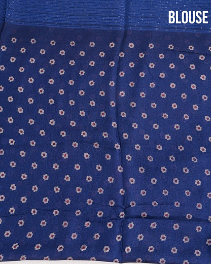 Navy Blue Silk Printed Saree - Shop Vastram