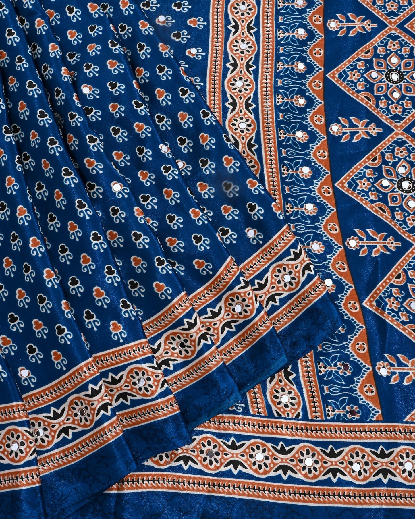 Navy Blue Silk Printed Saree - Shop Vastram
