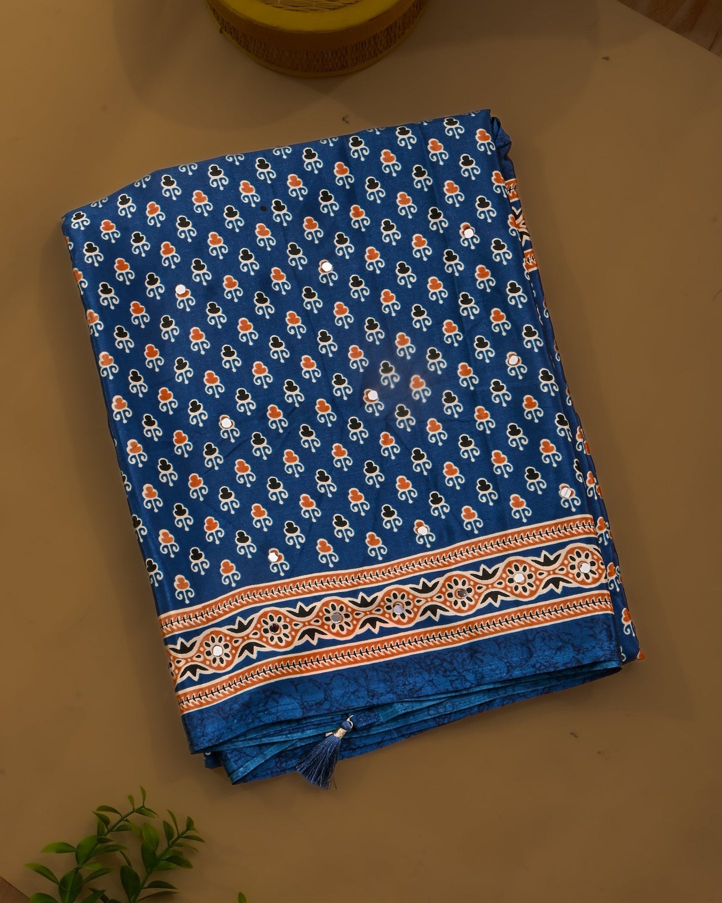 Navy Blue Silk Printed Saree - Shop Vastram