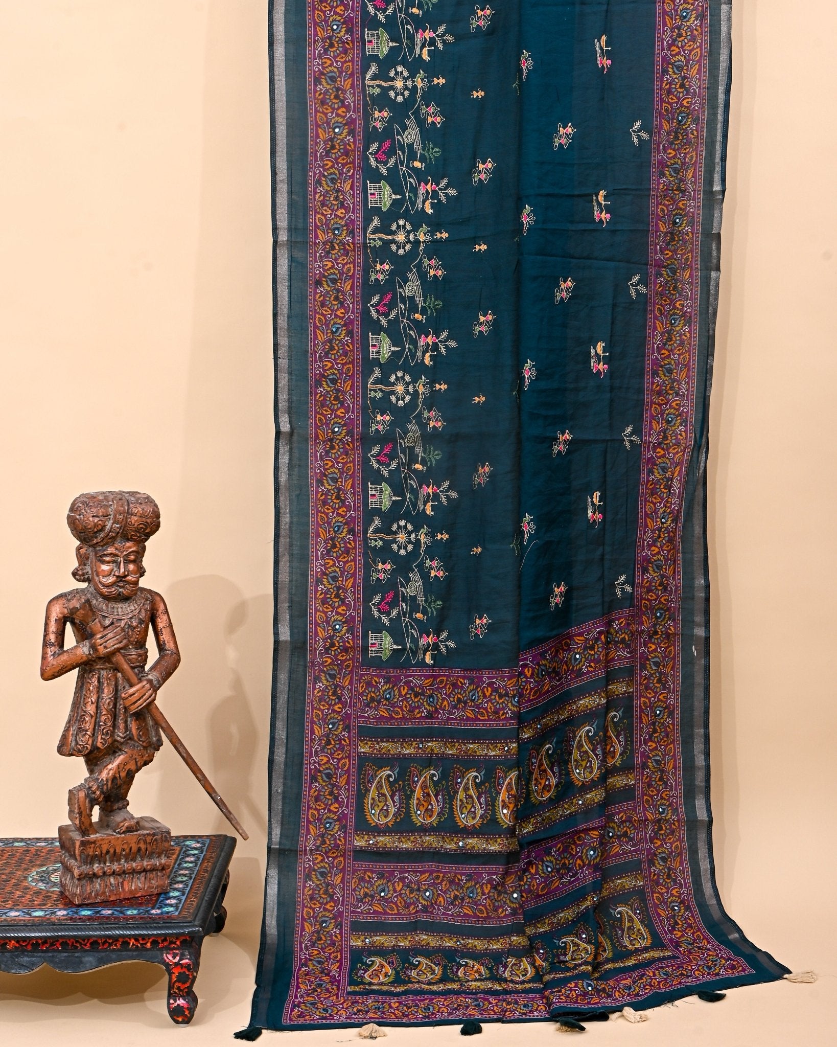 Navya Blue Chanderi Embroidery Saree - Shop Vastram