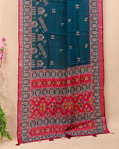 Navya Blue Chanderi Embroidery Saree - Shop Vastram