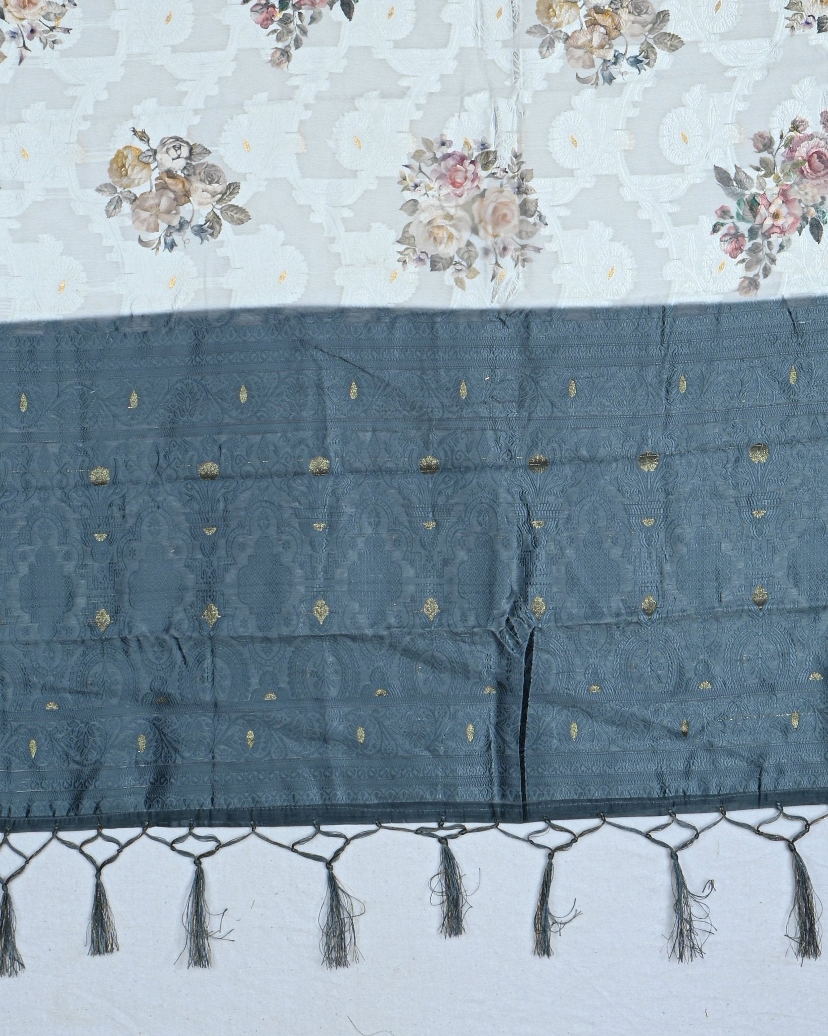 Off White color Chanderi Saree - Shop Vastram