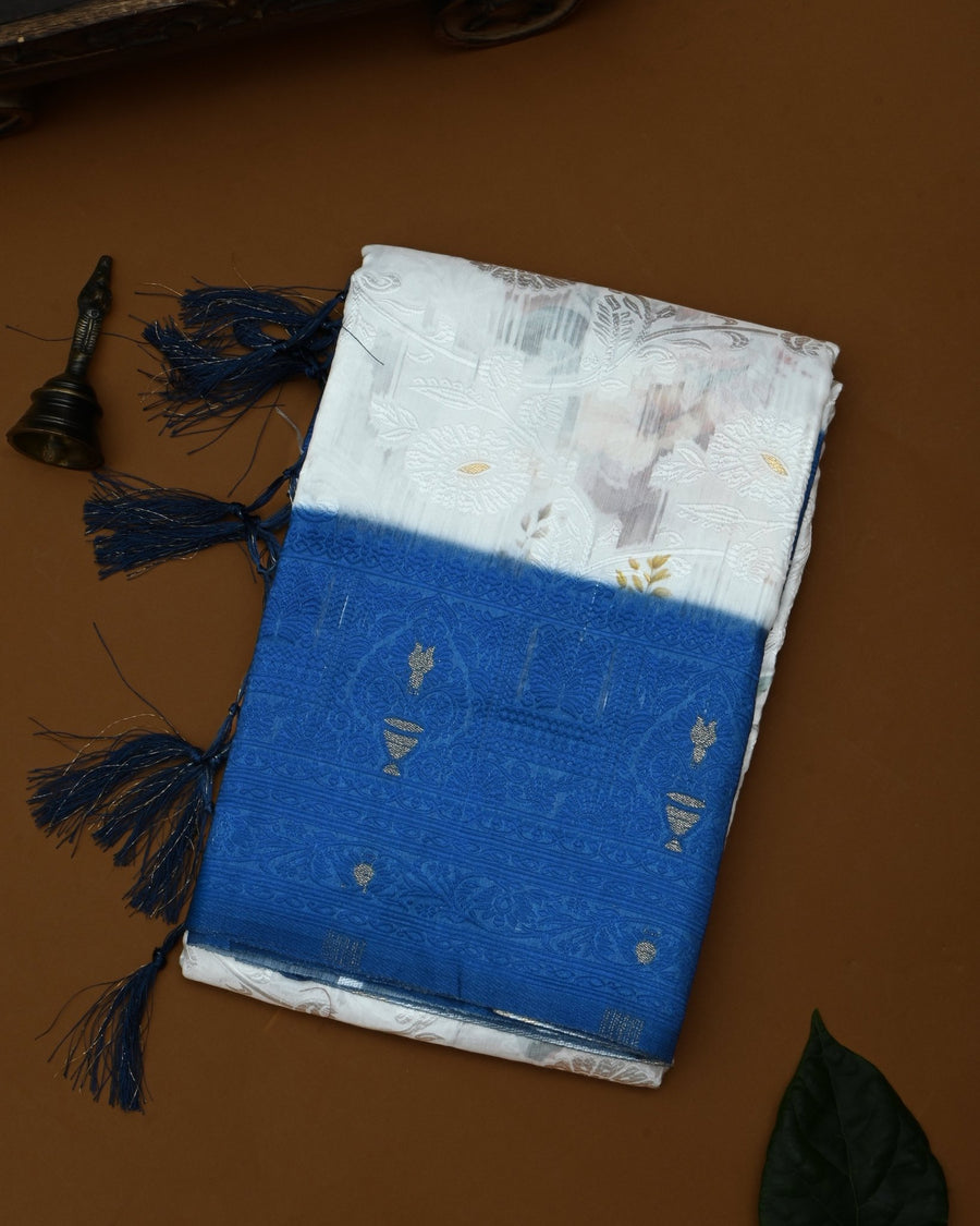 Off White color Chanderi Saree - Shop Vastram