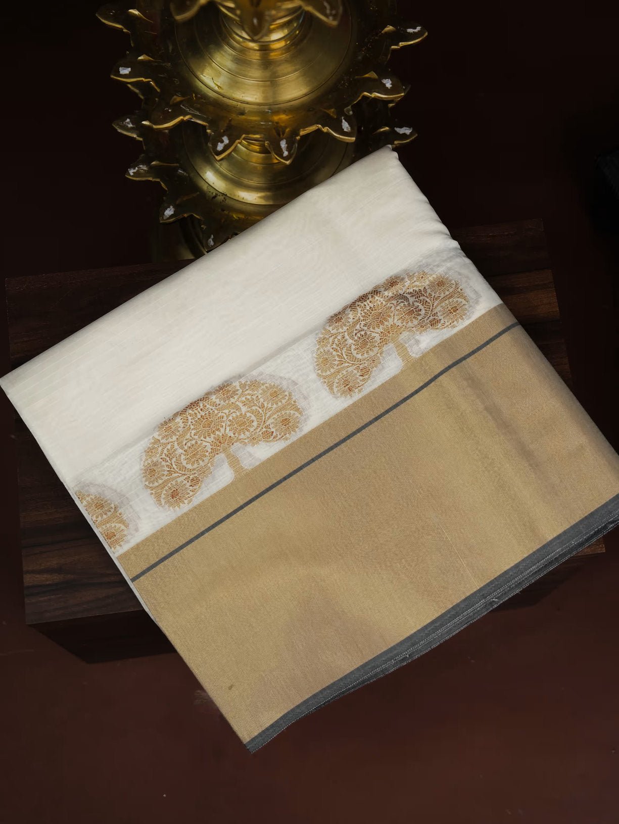 Off White Color Chanderi Saree - Shop Vastram