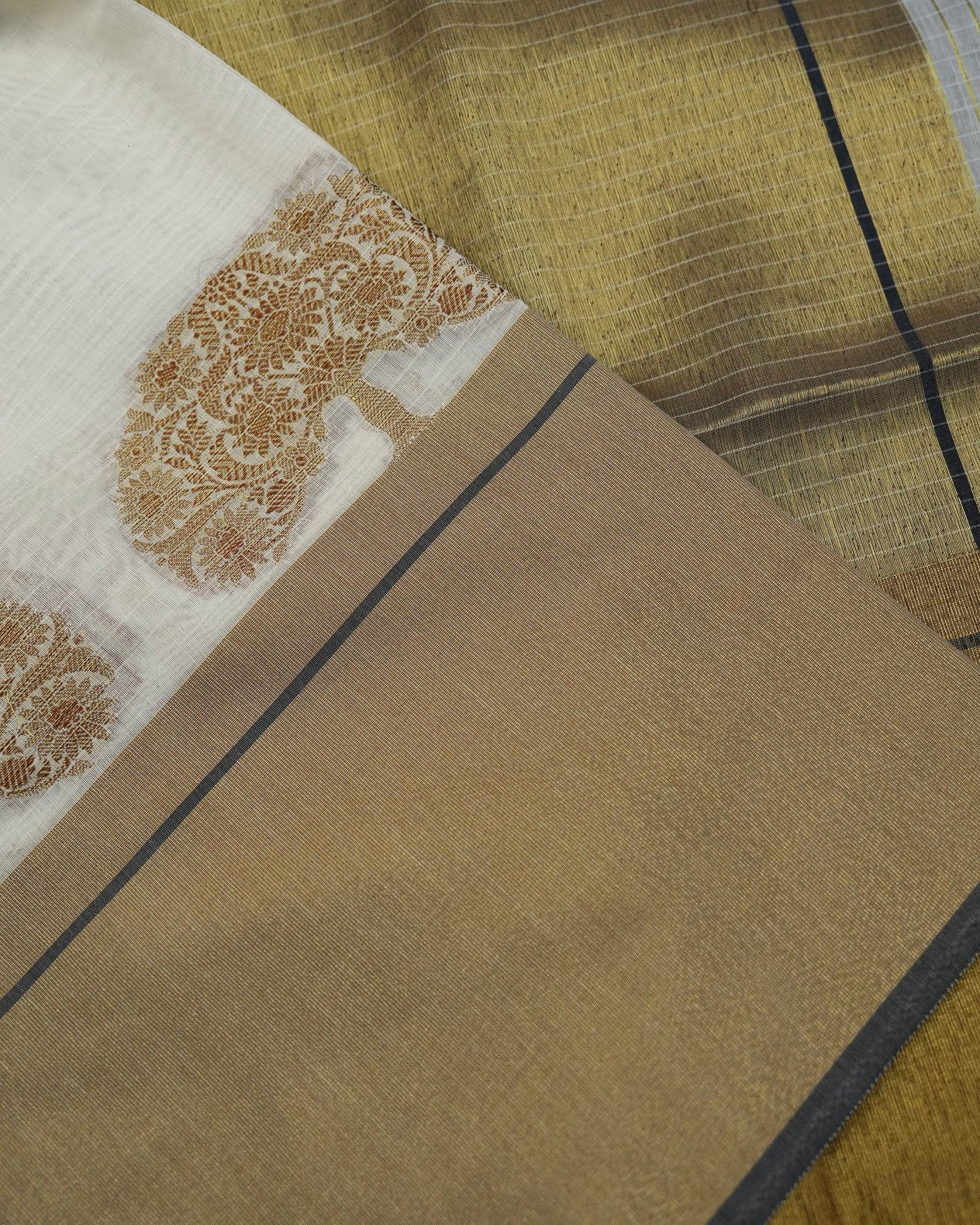 Off White Color Chanderi Saree - Shop Vastram