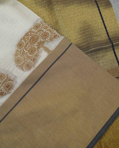 Off White Color Chanderi Saree - Shop Vastram