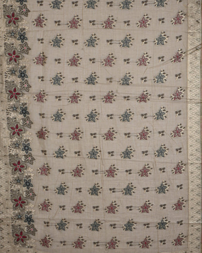 Off White color Chanderi Saree - Shop Vastram