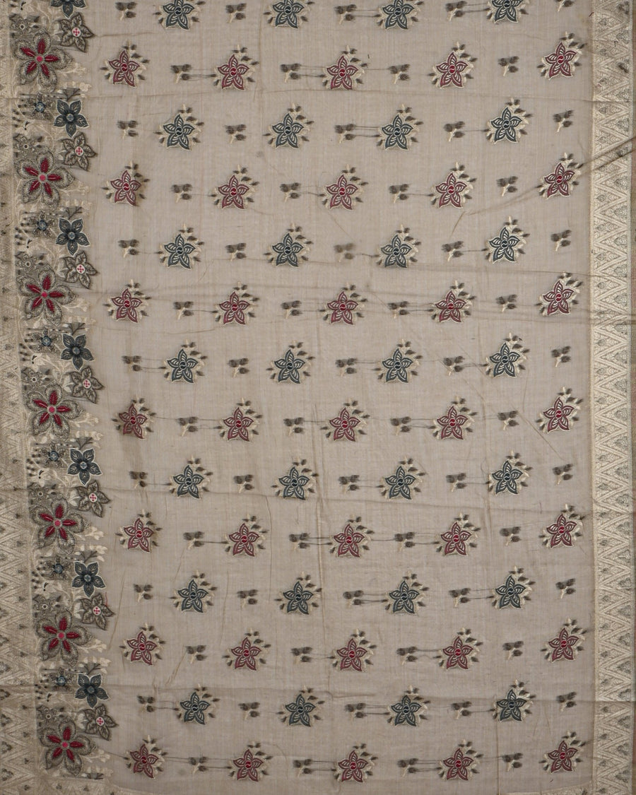 Off White color Chanderi Saree - Shop Vastram