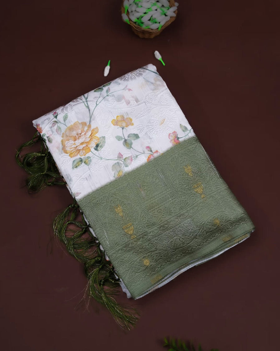 Off White Color Chanderi Saree - Shop Vastram