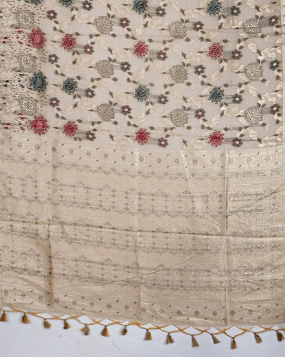 Off White color Chanderi Saree - Shop Vastram
