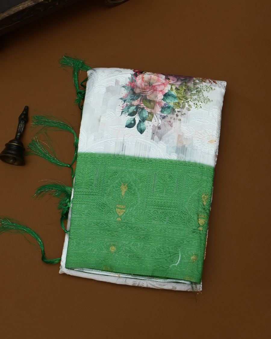 Off White color Chanderi Saree - Shop Vastram