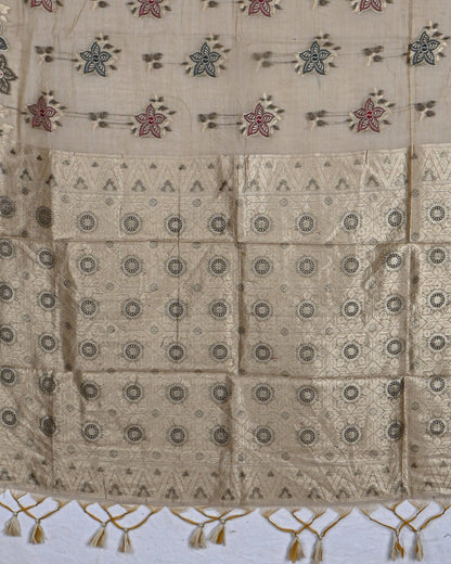 Off White color Chanderi Saree - Shop Vastram