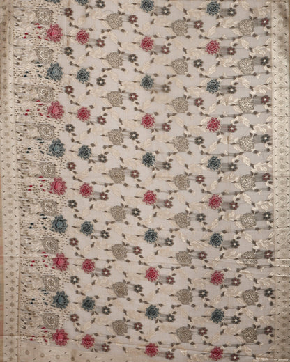 Off White color Chanderi Saree - Shop Vastram