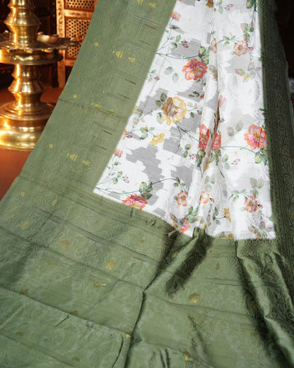 Off White Color Chanderi Saree - Shop Vastram