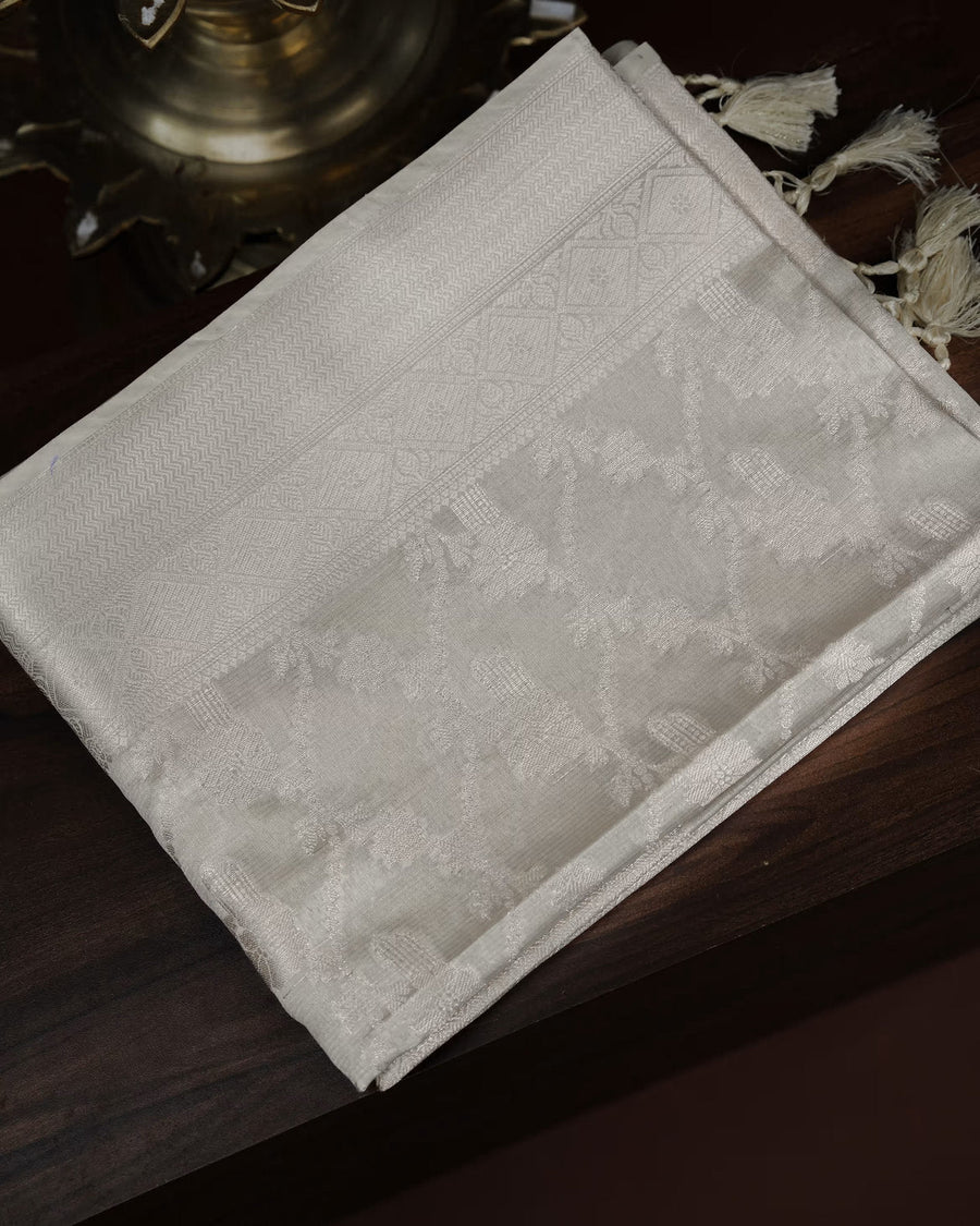 Off White Color Silk Saree - Shop Vastram