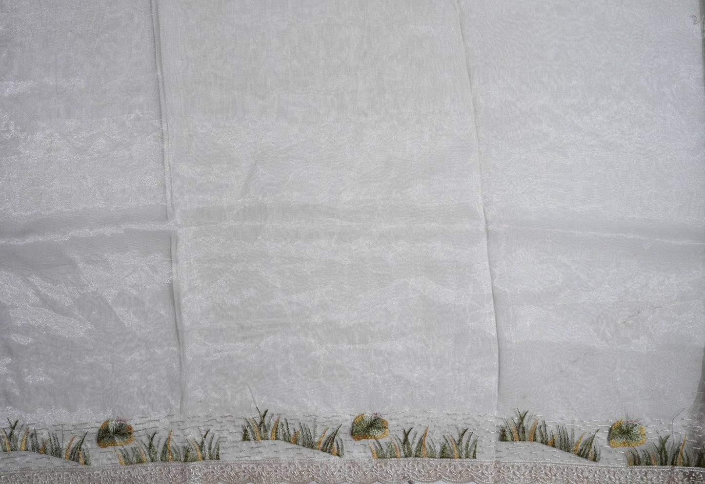 Off White Embroidery Organza Saree - Shop Vastram