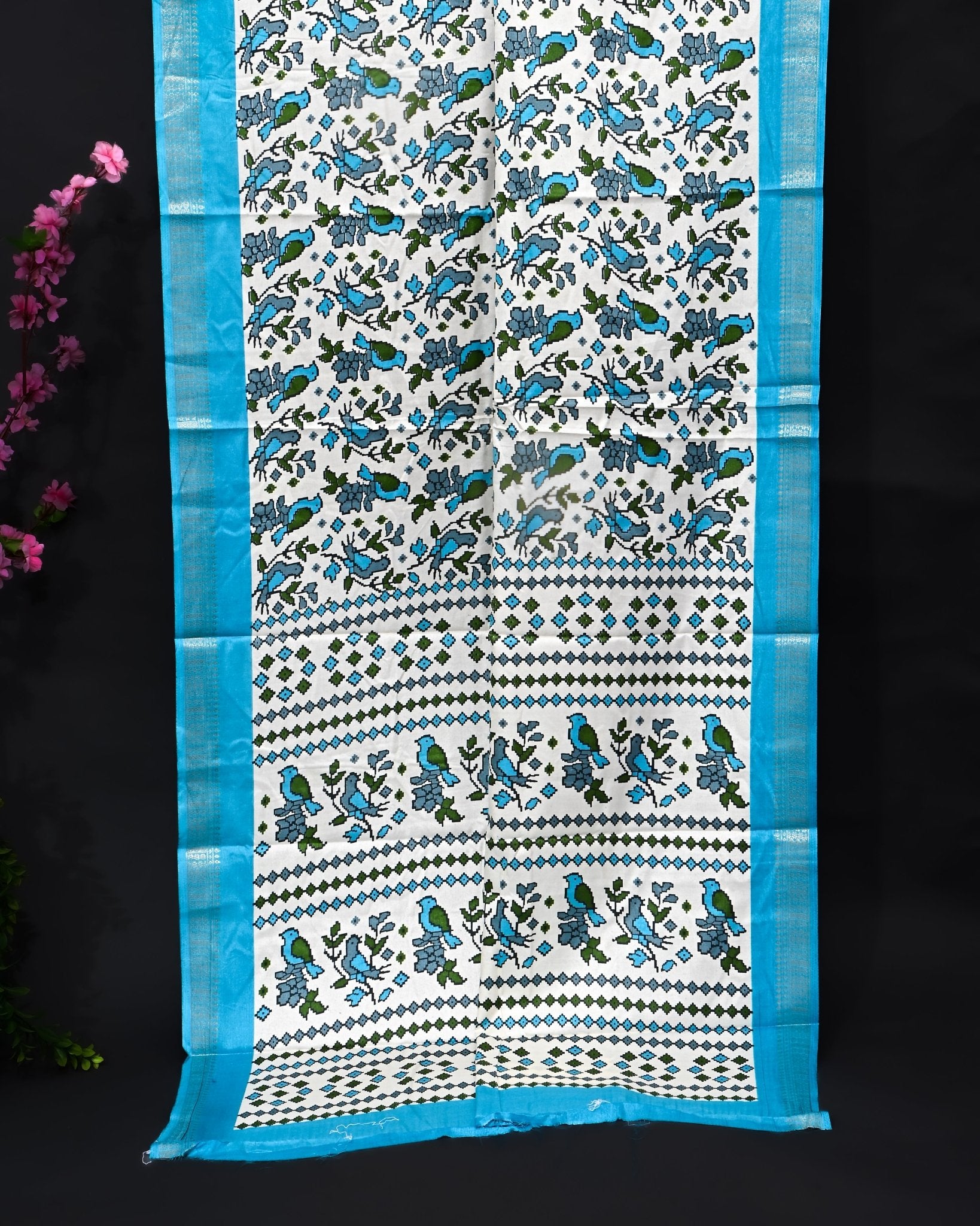 Off White Printed Saree - Shop Vastram