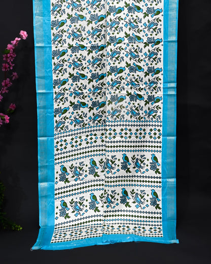 Off White Printed Saree - Shop Vastram