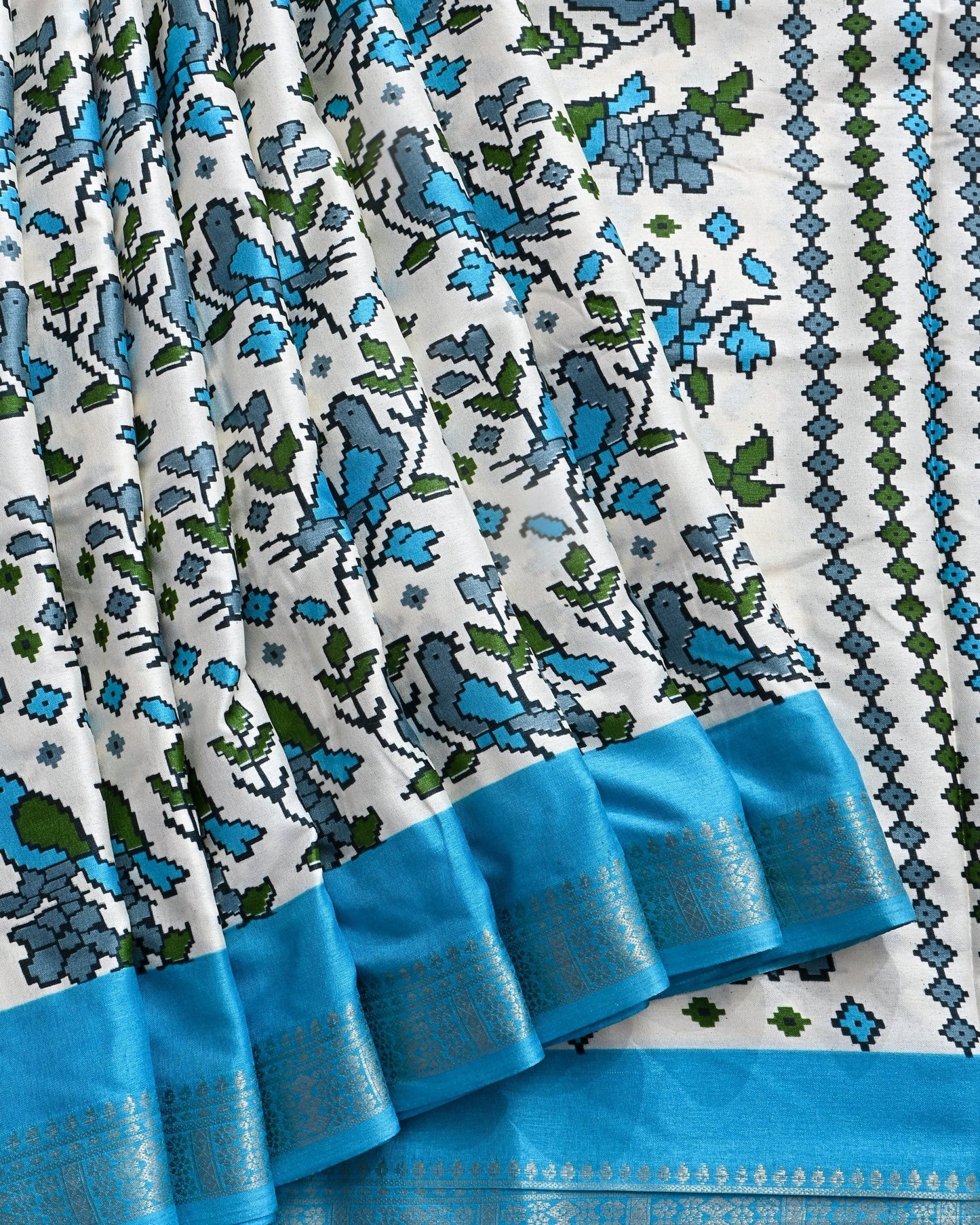 Off White Printed Saree - Shop Vastram