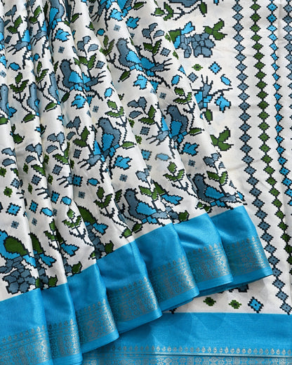 Off White Printed Saree - Shop Vastram