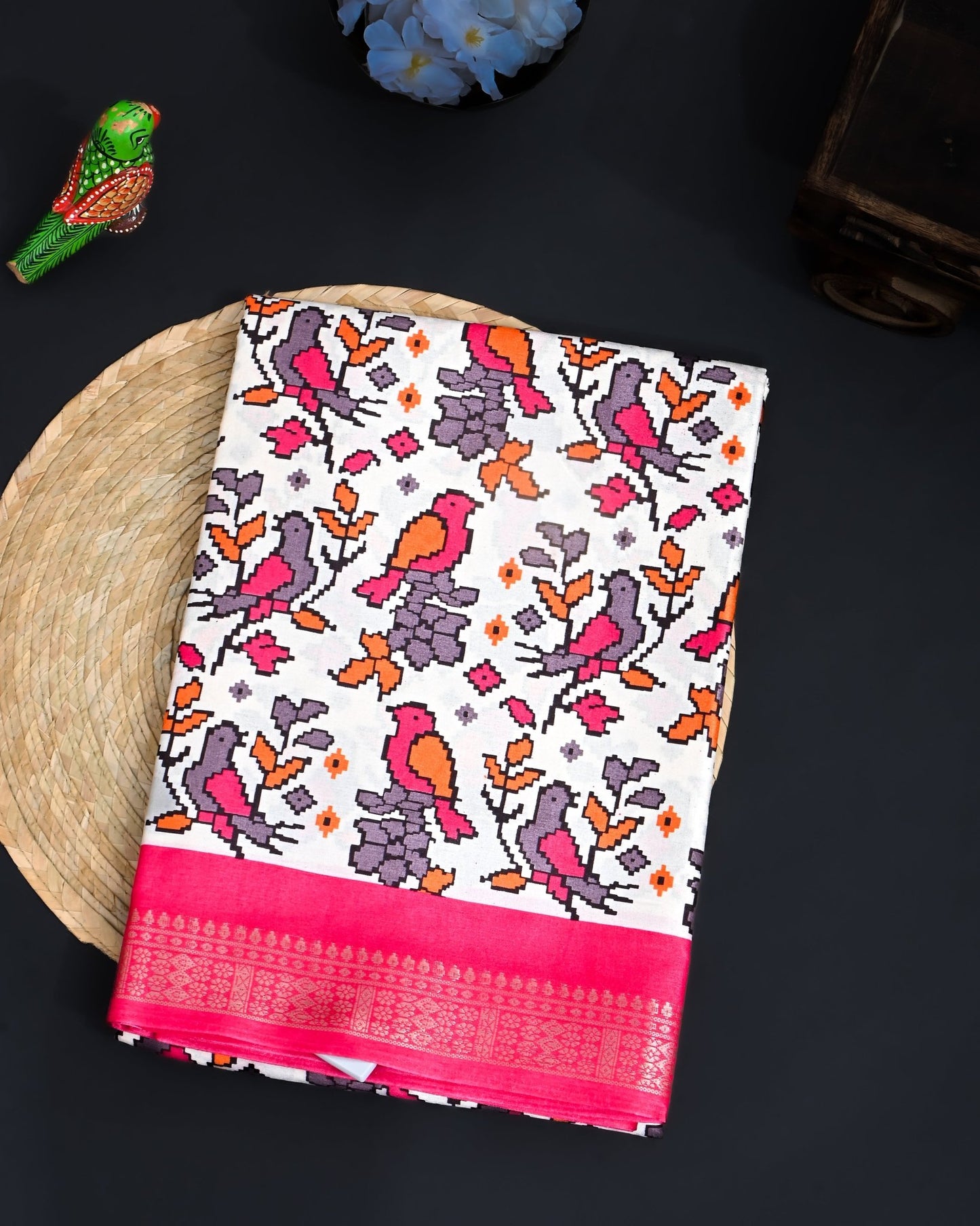 Off White Printed Saree - Shop Vastram