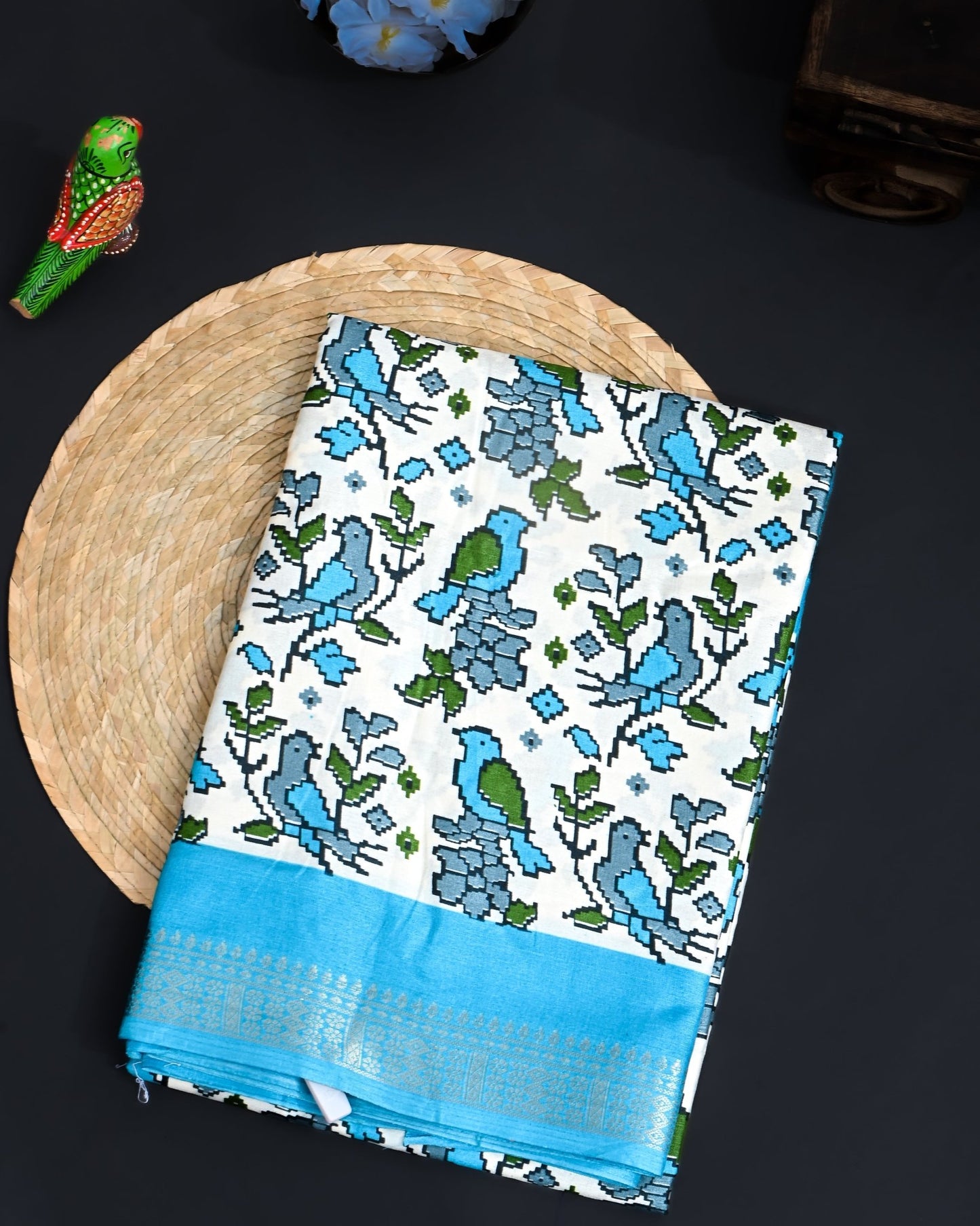 Off White Printed Saree - Shop Vastram
