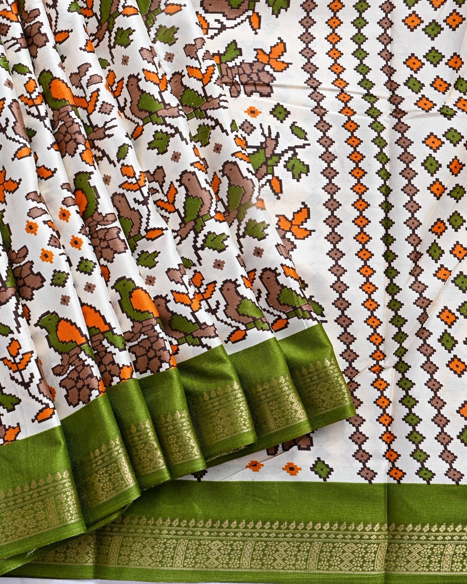 Off White Printed Saree - Shop Vastram