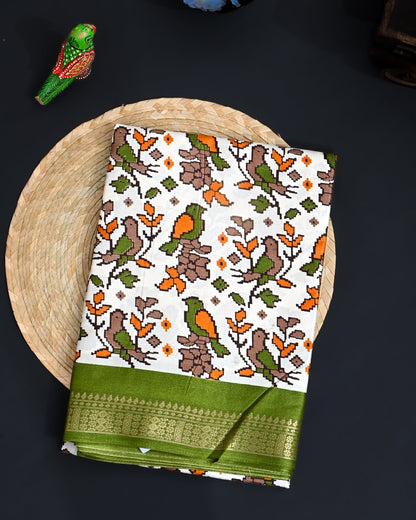 Off White Printed Saree - Shop Vastram