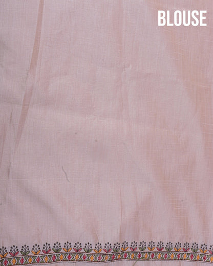 Off White Silk Embroidery Saree - Shop Vastram