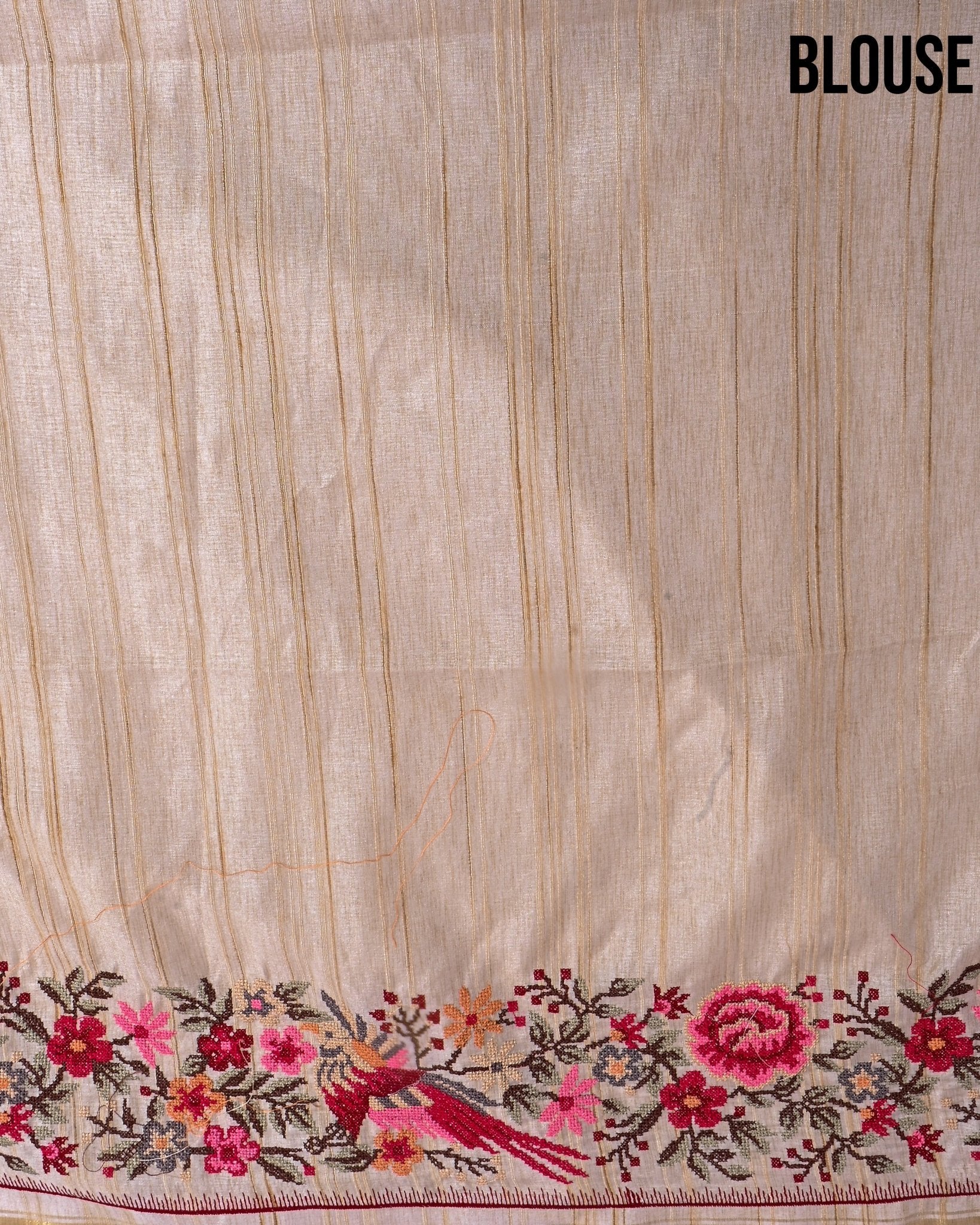 Off White Silk Embroidery Saree - Shop Vastram