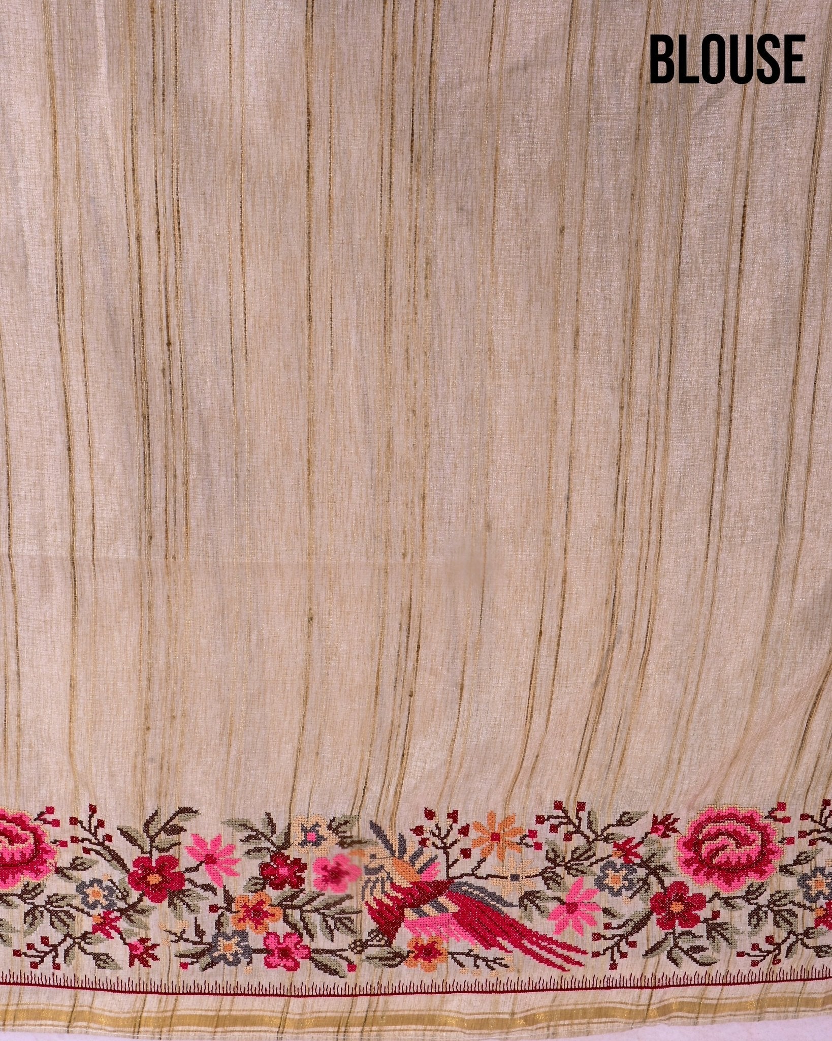 Off White Silk Embroidery Saree - Shop Vastram