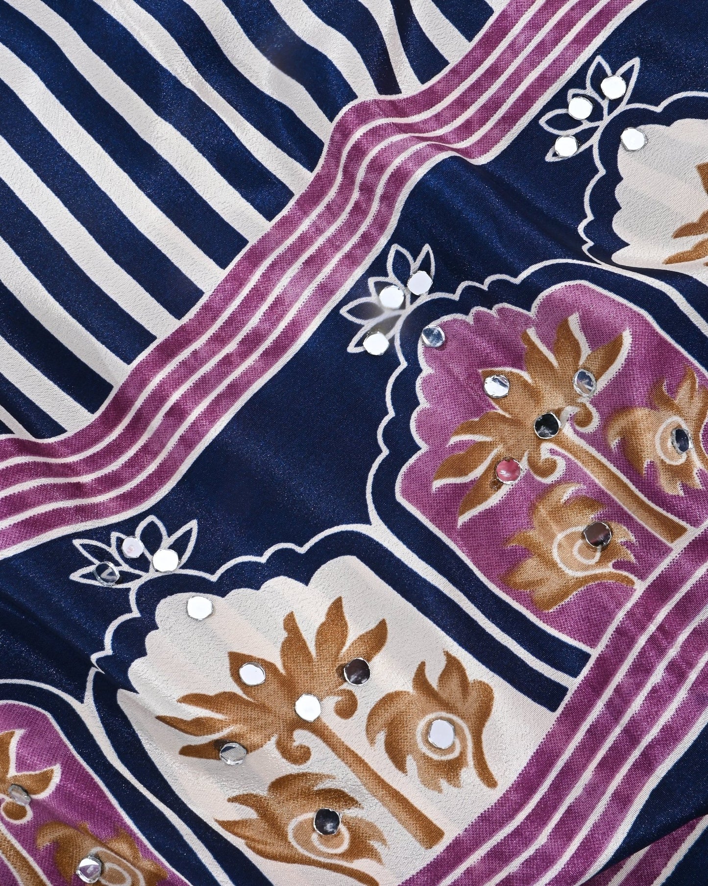 Off White Silk Printed Saree - Shop Vastram