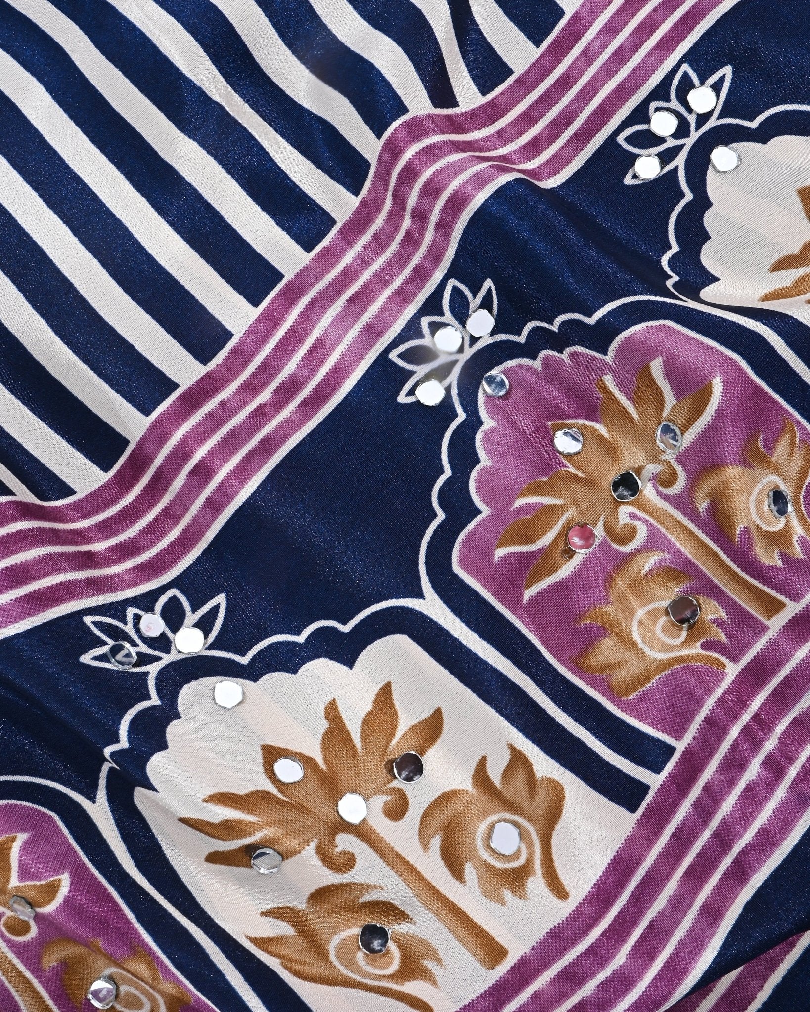 Off White Silk Printed Saree - Shop Vastram