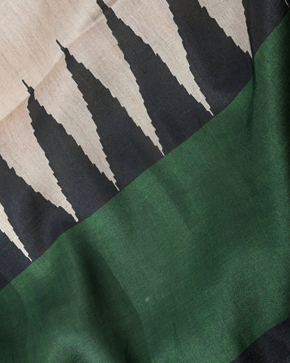 Off White Silk Printed Saree - Shop Vastram