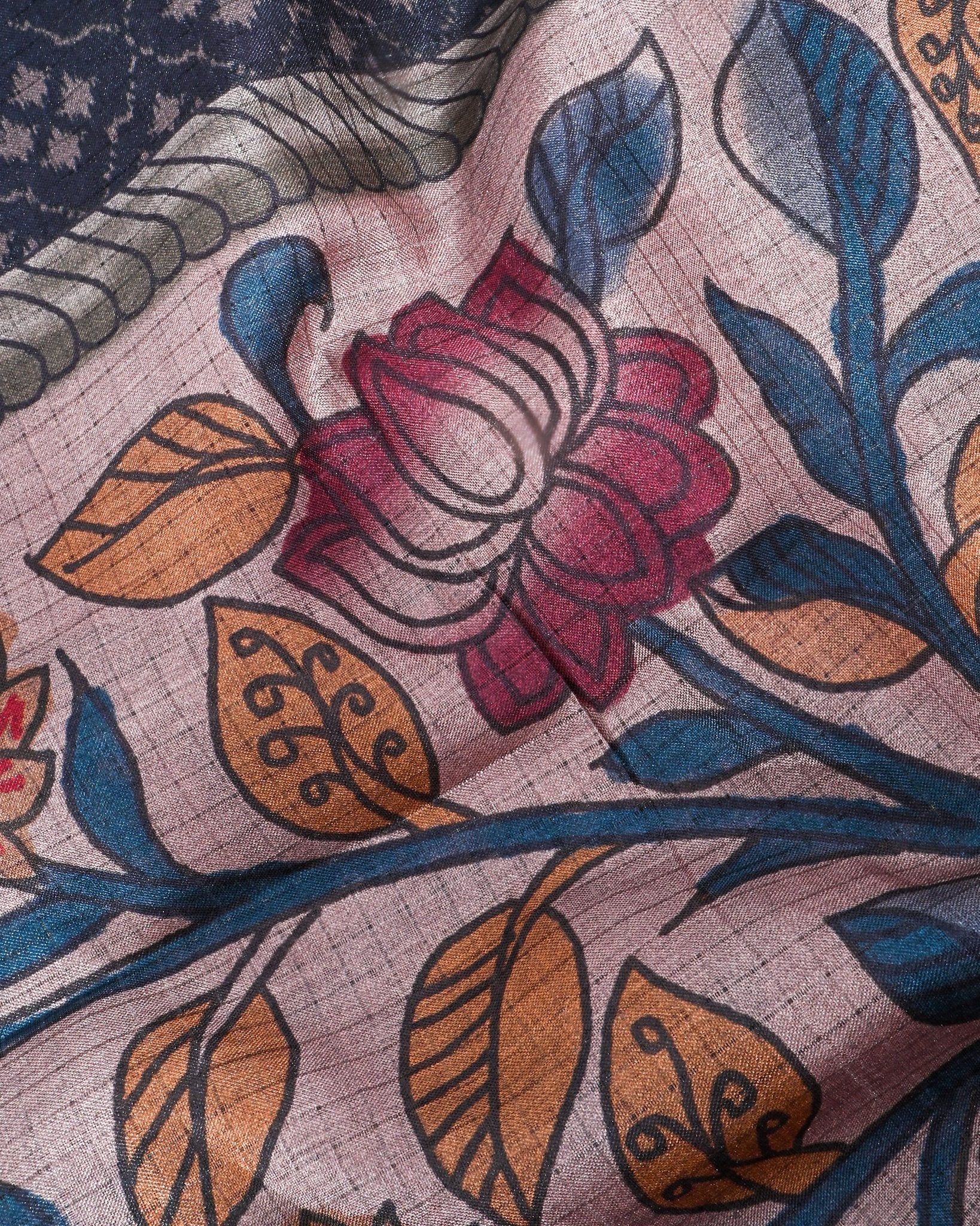Off White Silk Printed Saree - Shop Vastram