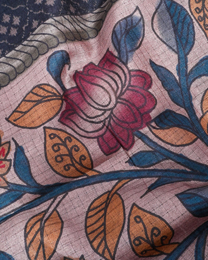 Off White Silk Printed Saree - Shop Vastram