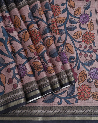 Off White Silk Printed Saree - Shop Vastram