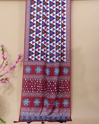 Off White Silk Printed Saree - Shop Vastram